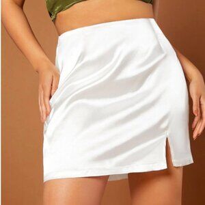 White Satin Mini Skirt